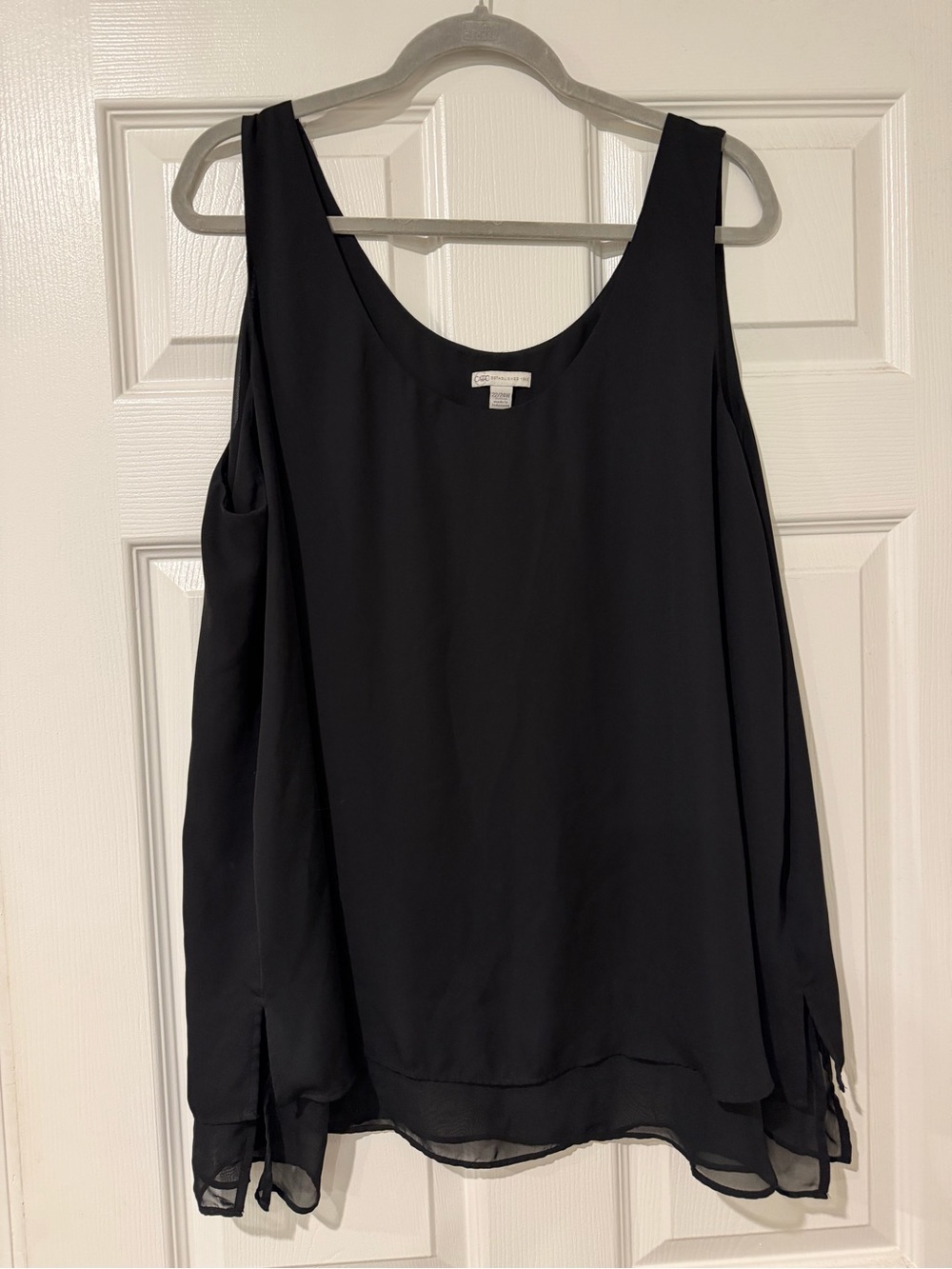 Cato Black Sleeveless Layered Chiffon Tank
